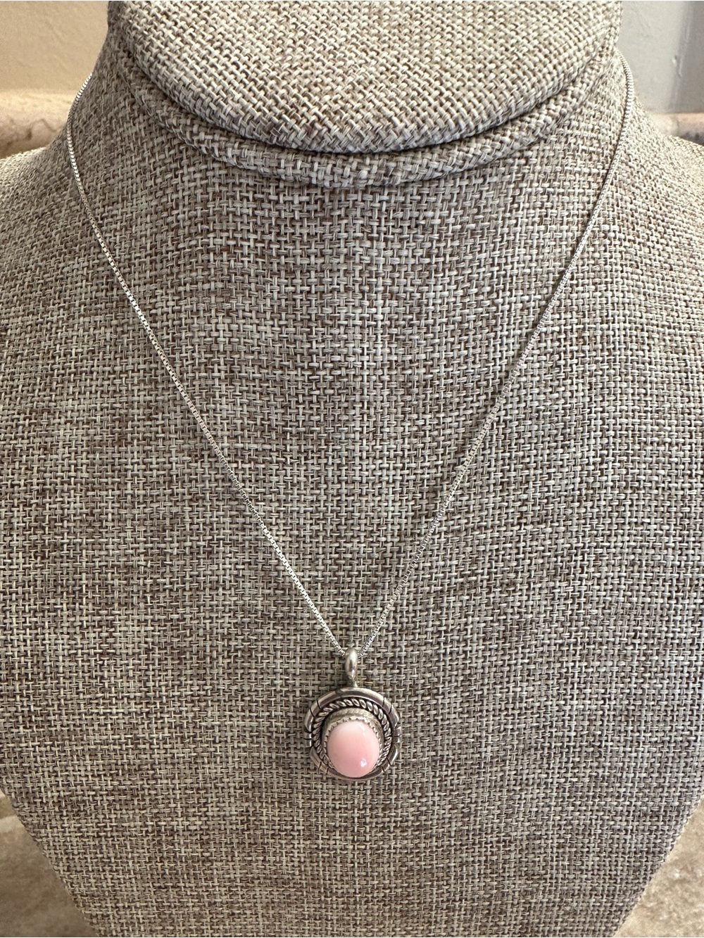 Sterling Silver Pink Conch Pendant Necklace